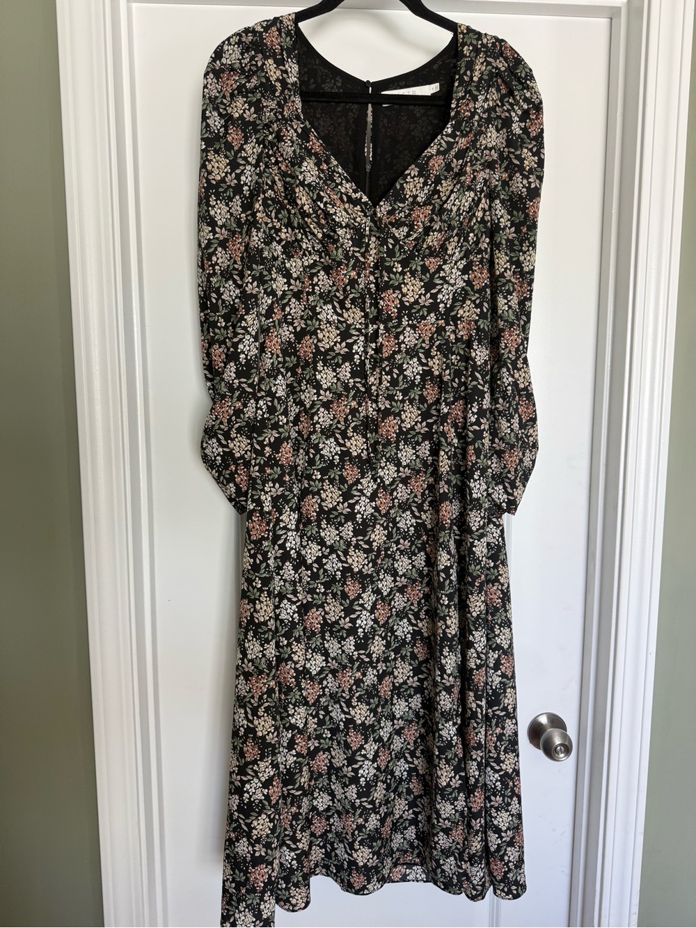 Astr Black Floral Maxi Dress with Pink and Cream Flowers